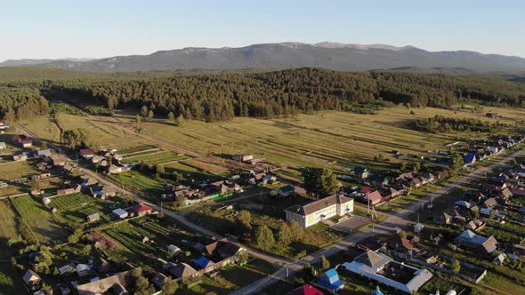 Aerial View of the Russian Village in Summer