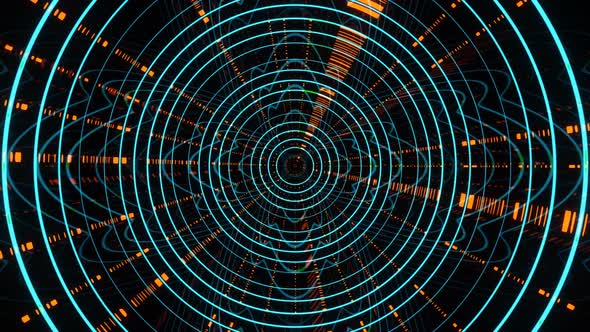 Infinite Cyclic Animation of Divergent Circles and Flickering Rays 02