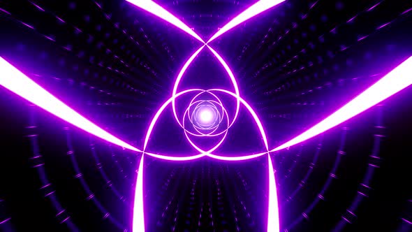 Glowing Purple Triquetra Symbol Light Tunnel