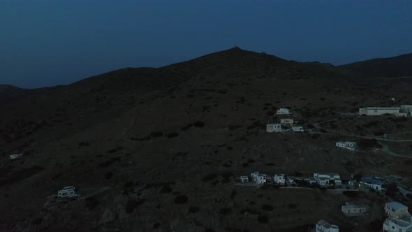 Village of Chora on the island of Ios night view from the sky