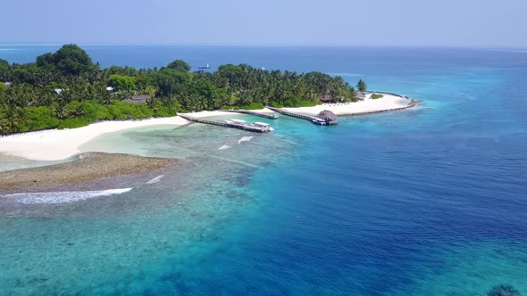 Drone view sky of marine resort beach by blue sea with sand background