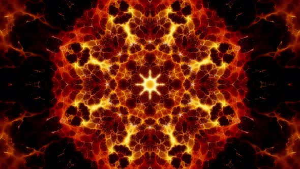 Abstract Fractal Fire Kaleidoscope Background Loop 4K 01