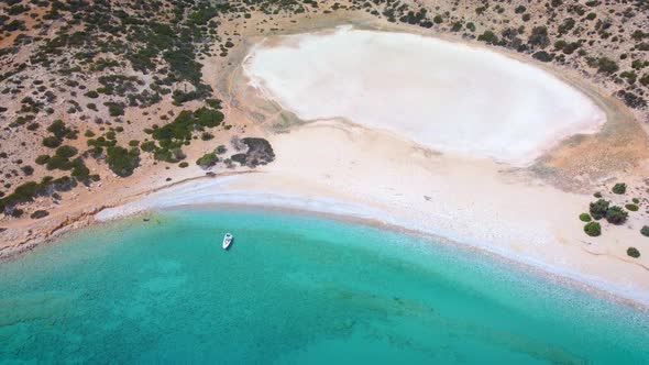 View from above of Cape Tripiti on the south coast of the Greek island of Gavdos south of Crete in t