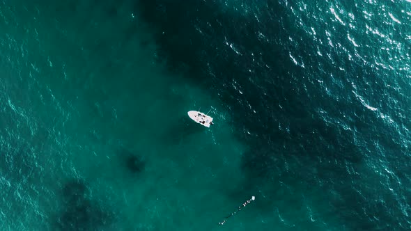 Fishing Near The Shore Sea Aerial View 4 K