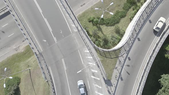 Kyiv. Ukraine: Road Junction. Aerial View, Flat, Gray