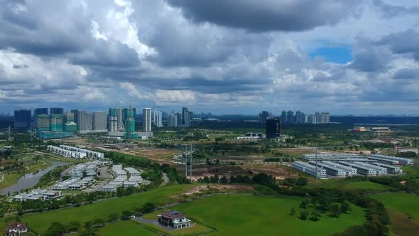 Wide shots of a non urban development in asia