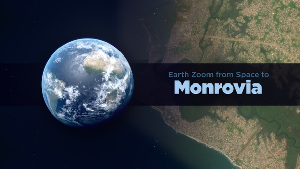 Monrovia (Liberia) Earth Zoom to the City from Space