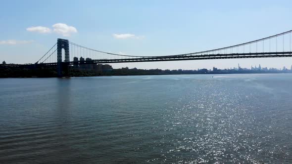 Aerial View of George Washington Bridge in Fort Lee, New Jersey.