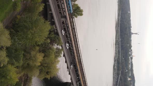 Vertical Video Aerial View of the Dnipro River  the Main River of Ukraine