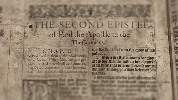The Second Epistle Of Paul To The Thessalonians, Slider Shot, Old Paper Bible, King James Bible