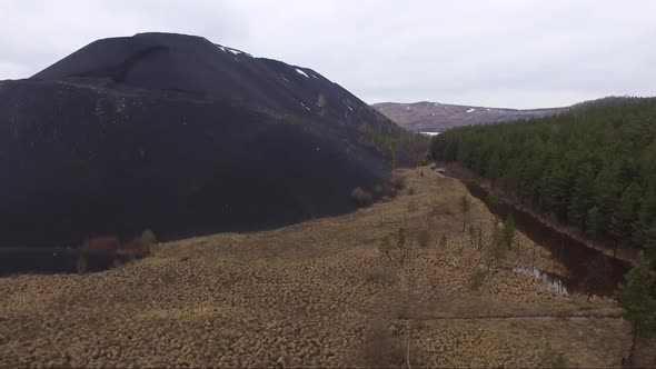 Aerial View of Huge Metallurgical Black Slag Dumps