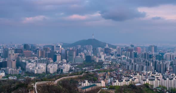 Seoul Skyline on Sunset Timelapse, South Korea