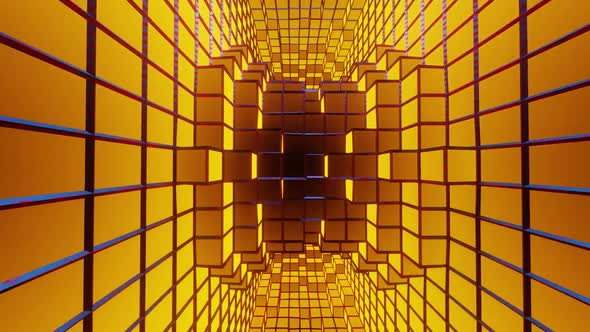 Golden Cube Tunnel Vj Loop Background HD