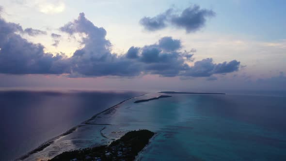 Aerial drone view abstract of beautiful coast beach adventure by clear ocean with white sandy backgr