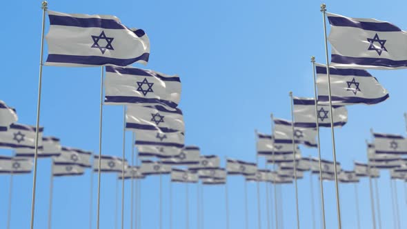 Israel Row Of  National flags  Walk Throw Animation