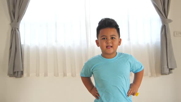 Cute Boy Singing and Dance in His House