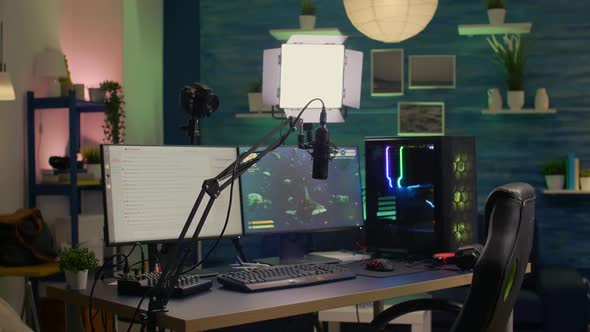 Empty Streaming Room with Professional Powerful Computer