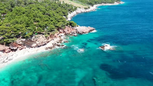Aerial View beautiful Adriatic sea, Hvar, Croatia.