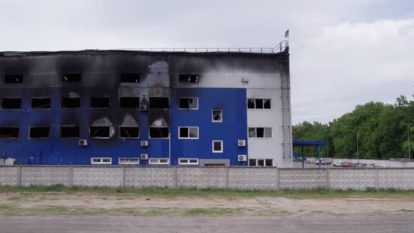 War in Ukraine  Destroyed Warehouse in Bucha