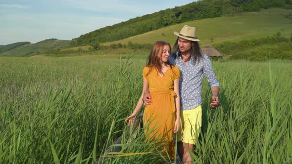 Couple walking in nature