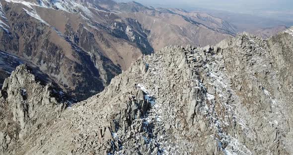 Top View of a Group of Tourists on a Peak