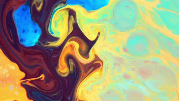 Psychedelic Colour Paint  Spreading Swirling 