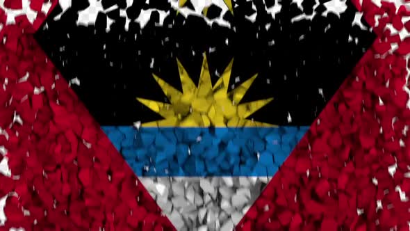Antigua and Barbuda Flag Breaking Rocks Transition