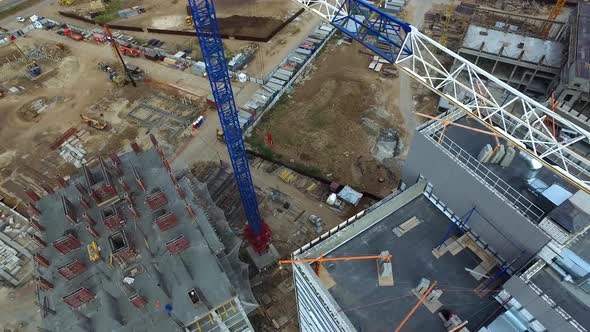 Top View Of Construction Site With Crane