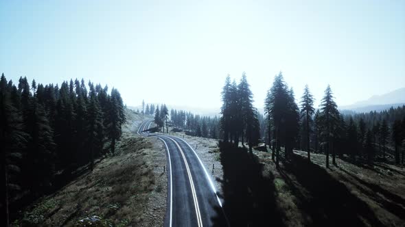 Mountain Pass with Windy Roads