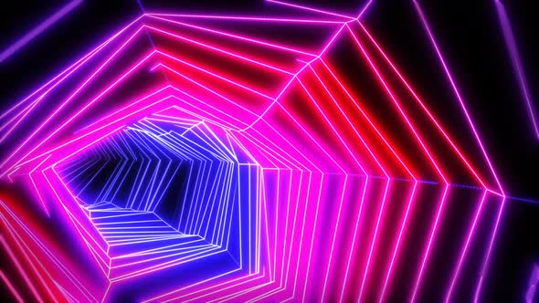 4K Neon low poly tunnel