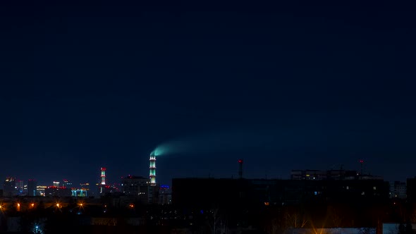 Night City with Industrial Buildings