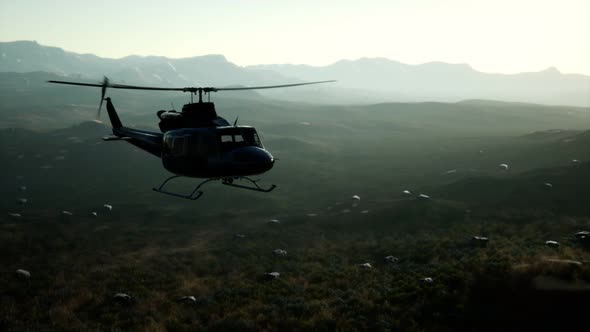 Slow Motion United States Military Helicopter in Vietnam alt