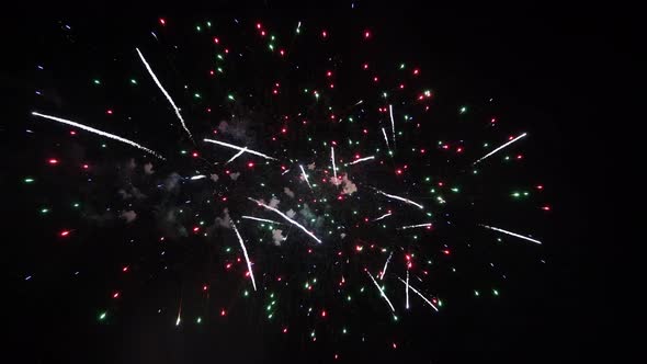 Real Fireworks on Deep Black Background Sky on Fireworks Festival Show Before Independence Day on 4