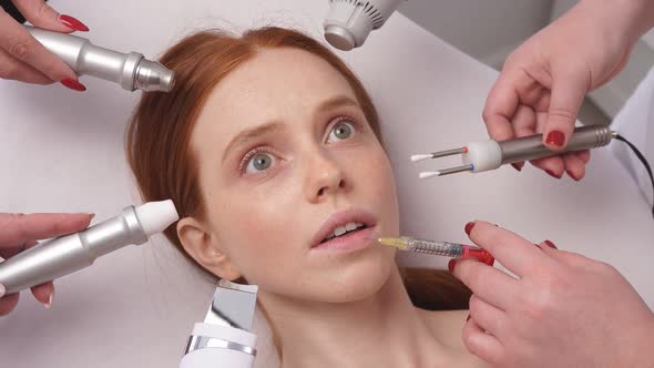 Closeup of a Young Woman's Face with a Scared Expression