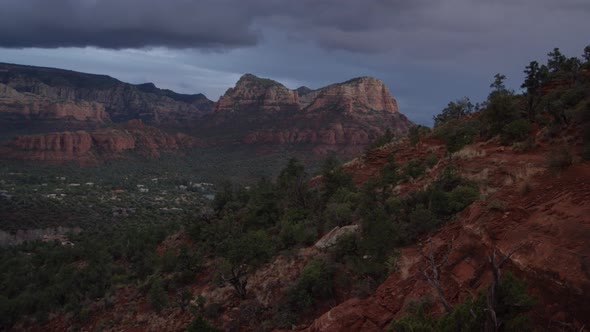 Panning shot of Arizona mountains and bike trails