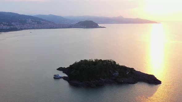 Sunset in Giresun island - Aerial