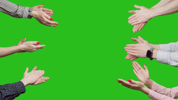 Hands are Clapping at Green Screen Background