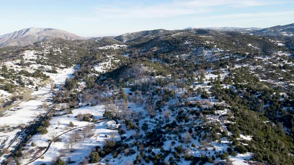 Aerial View of Mountain with Snow in Julian California USA