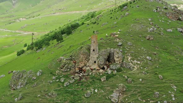 Medieval Tower in Mountains