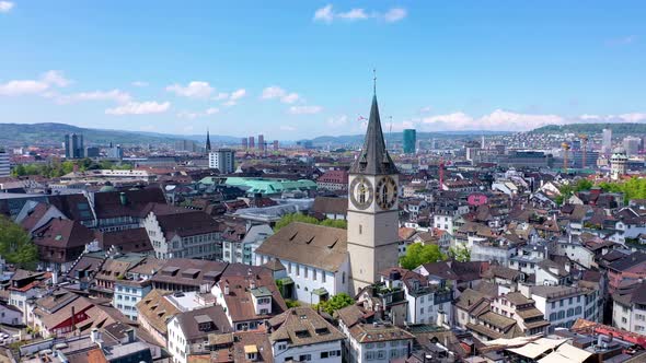 Zurich  - St Peters Church And townhall