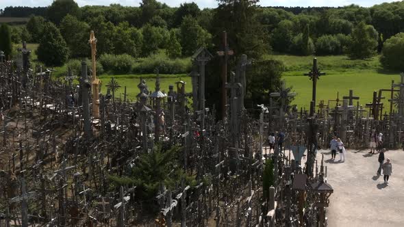 Aerial View of Hill of Crosses or KRYZIU KALNAS in Lithuania