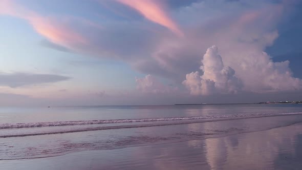 Beautiful Sunset at the Beach, Amazing Colors, Light Beam Shining Through the Cloudscape