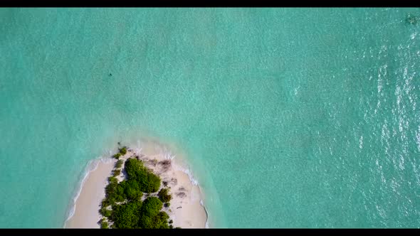 Aerial sky of paradise coastline beach wildlife by turquoise lagoon with white sand background of jo
