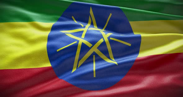 Ethiopia flag waving looped 4K