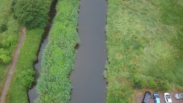 River Otter Marshlands aerial view. Drone.