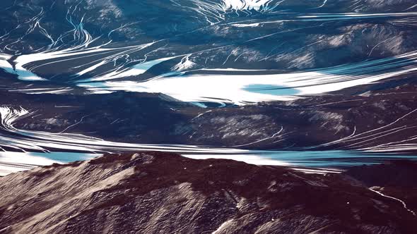 Aerial View of the Mountains with Glacier