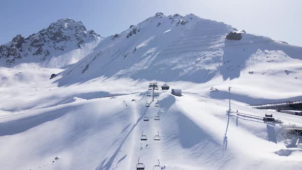 Ski Mountain Resort Shymbulak and Lift Cablecar in Almaty Kazakhstan