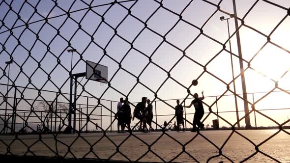 Basketball Match During Sunset