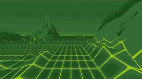 Lowfi Unicolor Retro Landscape with Low Poly Terrain alt
