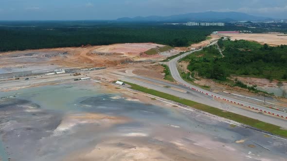 Aerial shots of land under constructions